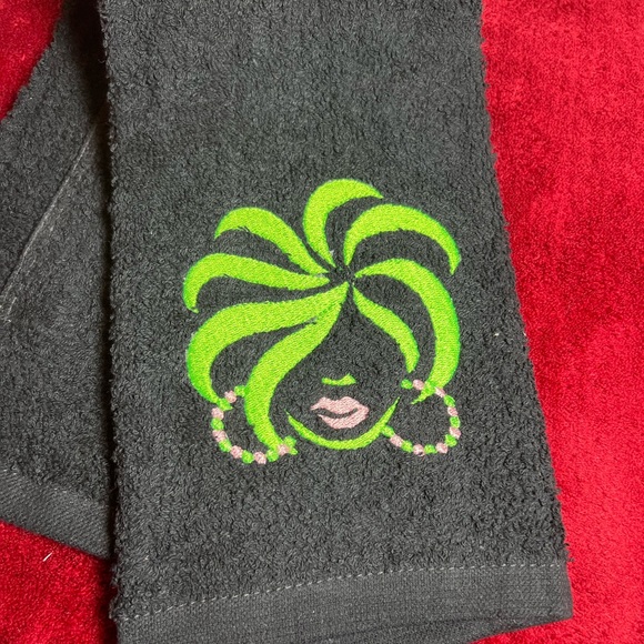 COPY - Green Girl Sorority Pink Embroidered Kitchen Towel-on white towel - Picture 7 of 7
